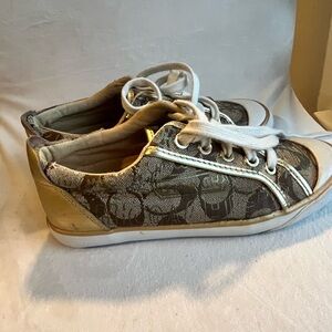 Coach Kids Sneakers with Gold and Black Pattern